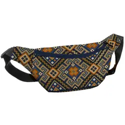 Ledvinka BUMBAG Hnědý vzor  na modrém pozadí